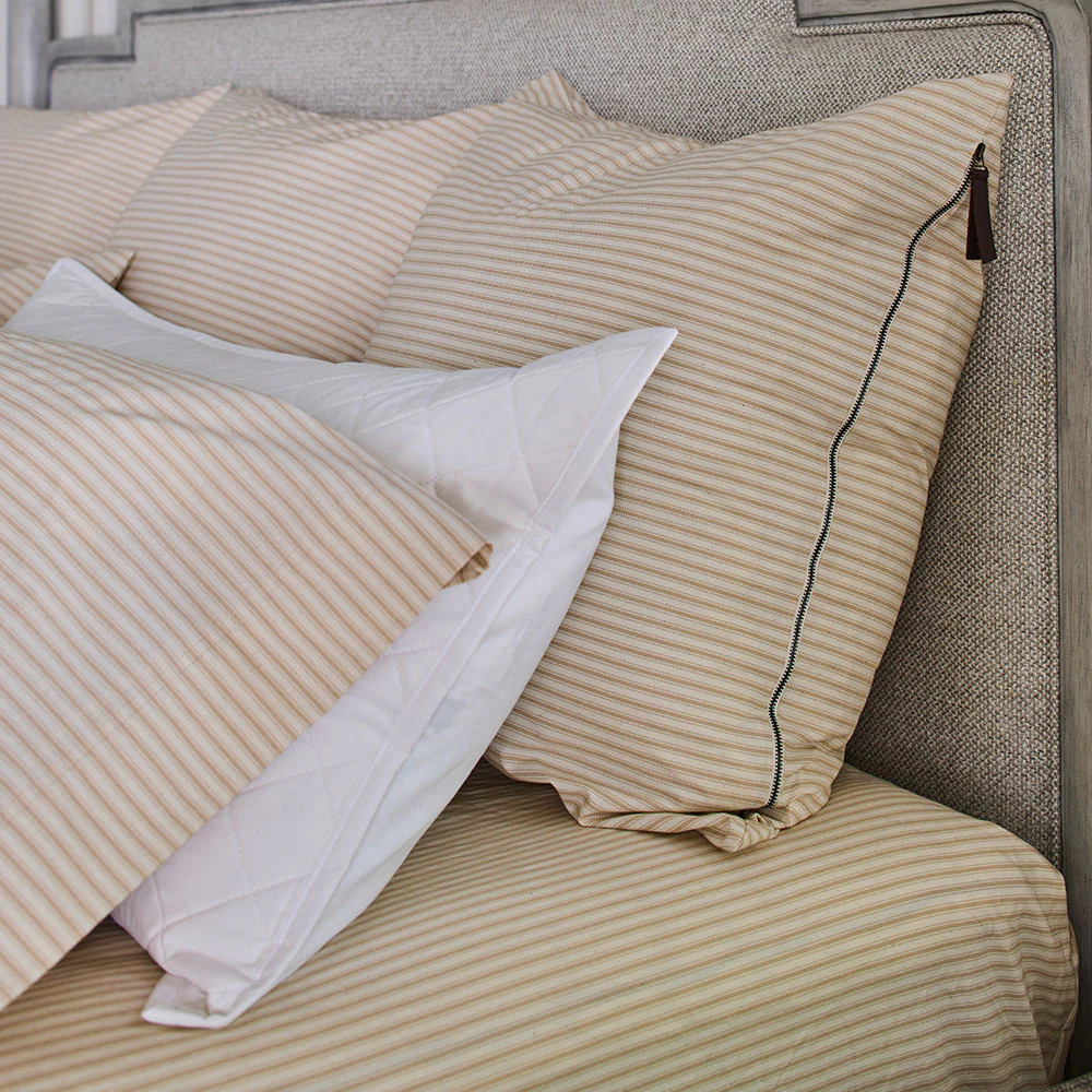 Sesame Ticking Stripe Pillow Sham with Zipper Closure - Image 3
